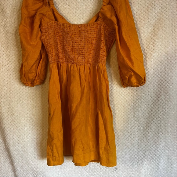 LOFT Beach Linen Cutout Mini Pocket Dress Puff Sleeve Small - Picture 4 of 9